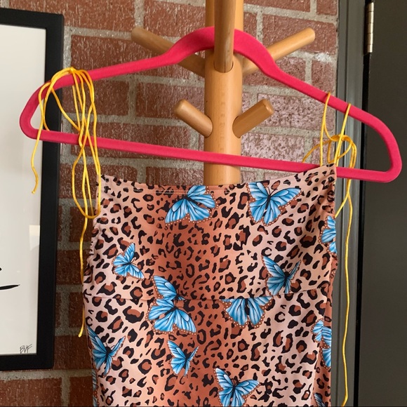 🦋 Leopard Butterfly Ruched Mini Dress - Picture 2 of 5